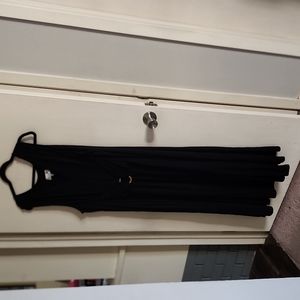 NWT Size 2X black dress with gold cinch at waist